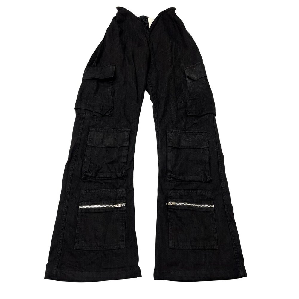 Varenne V Cut Denim Pants in Black